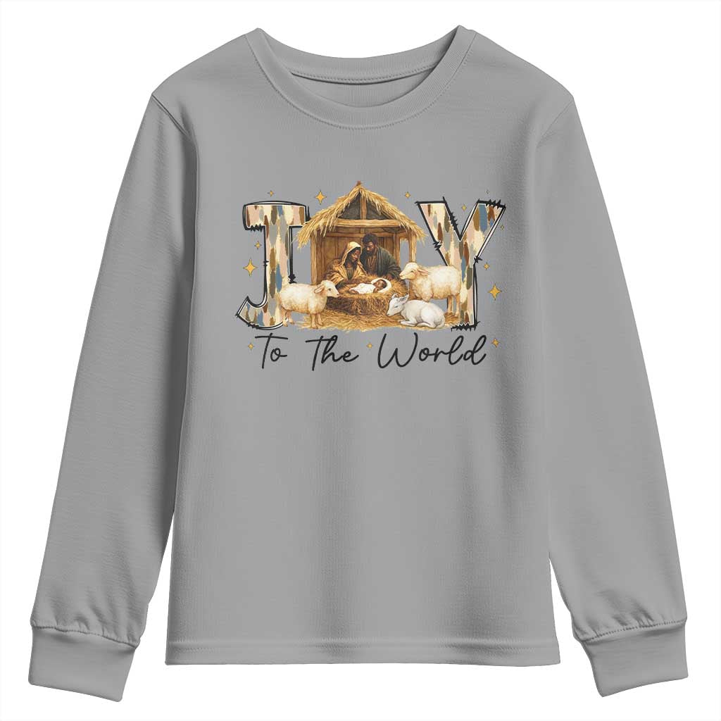 African American Christmas Nativity Scene Youth Sweatshirt Joy To The World Afro Black Jesus - African Pride
