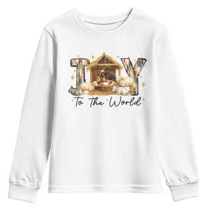 African American Christmas Nativity Scene Youth Sweatshirt Joy To The World Afro Black Jesus - African Pride