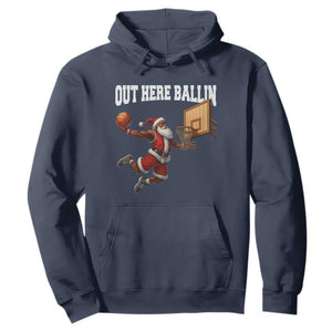 Funny Black Santa Christmas Basketball Hoodie Out Here Ballin Xmas Santa Sport - African Pride
