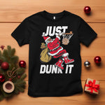 Funny Black Santa Christmas Basketball T Shirt Just Dunk It Xmas Sport - African Pride