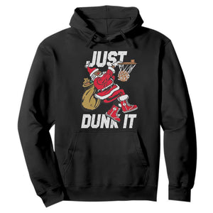 Funny Black Santa Christmas Basketball Hoodie Just Dunk It Xmas Sport - African Pride