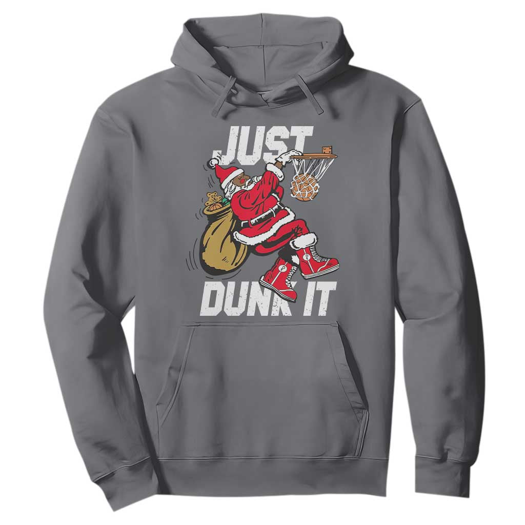 Funny Black Santa Christmas Basketball Hoodie Just Dunk It Xmas Sport - African Pride