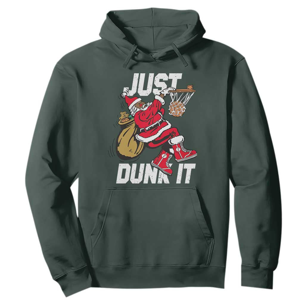 Funny Black Santa Christmas Basketball Hoodie Just Dunk It Xmas Sport - African Pride