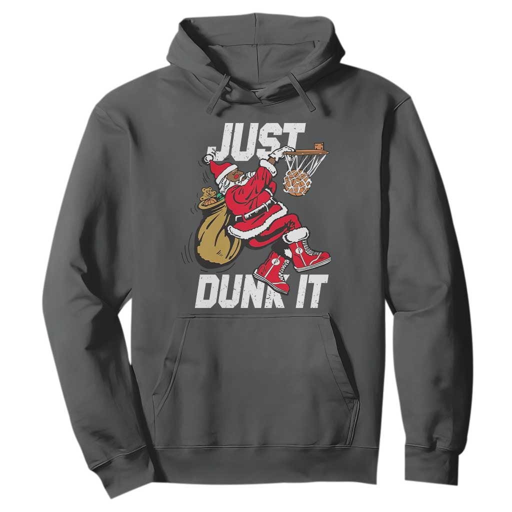 Funny Black Santa Christmas Basketball Hoodie Just Dunk It Xmas Sport - African Pride
