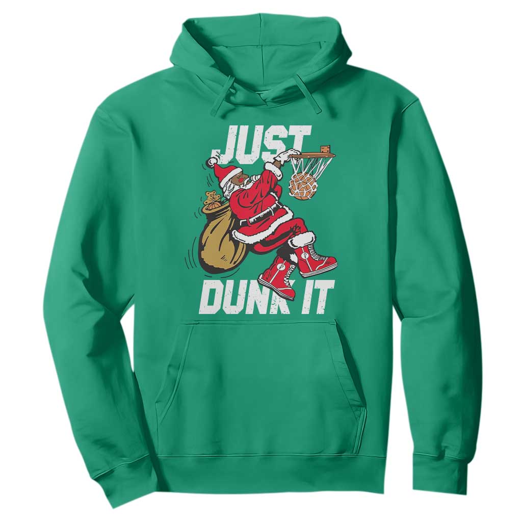 Funny Black Santa Christmas Basketball Hoodie Just Dunk It Xmas Sport - African Pride