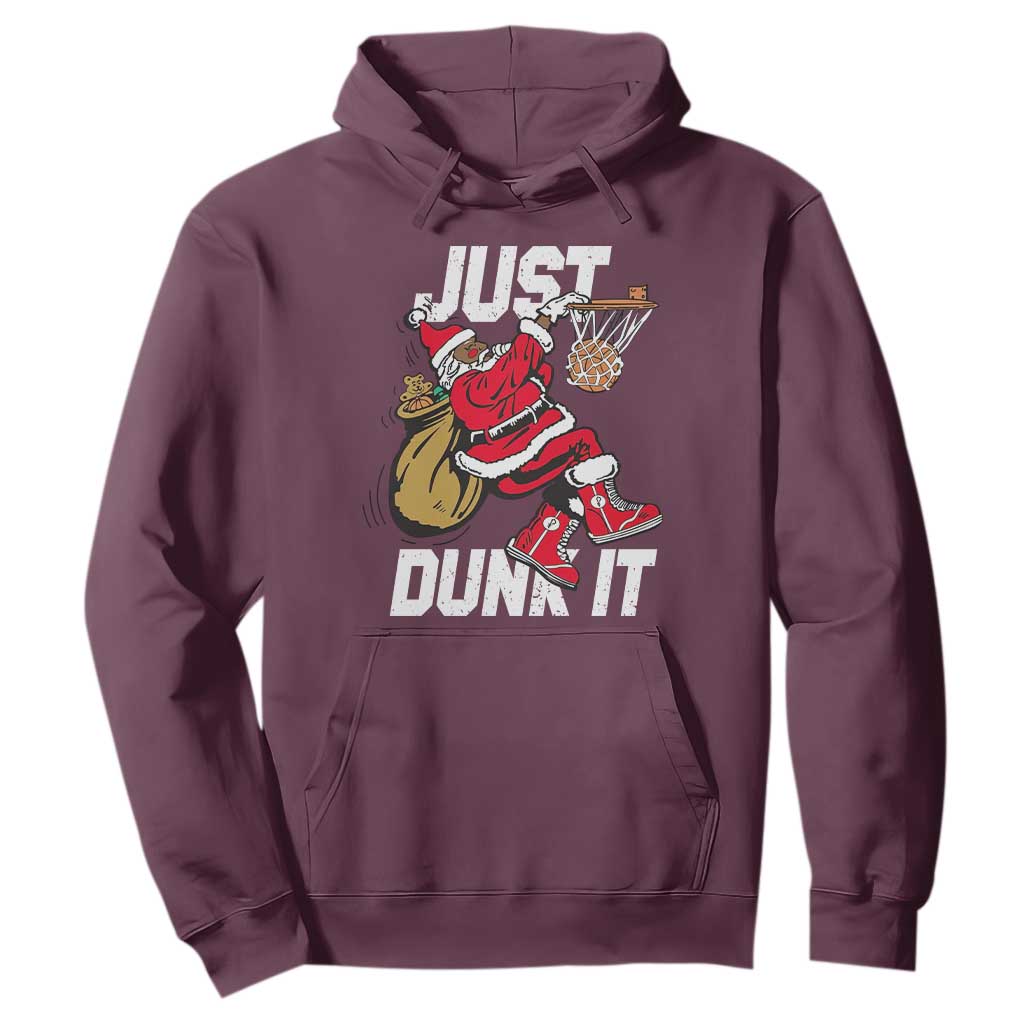 Funny Black Santa Christmas Basketball Hoodie Just Dunk It Xmas Sport - African Pride