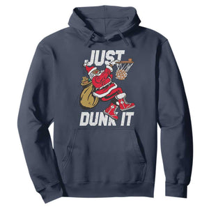 Funny Black Santa Christmas Basketball Hoodie Just Dunk It Xmas Sport - African Pride