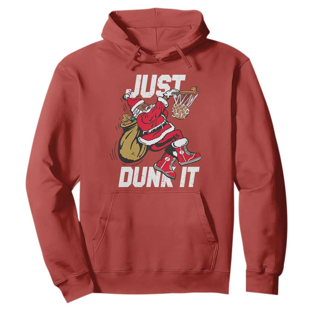 Funny Black Santa Christmas Basketball Hoodie Just Dunk It Xmas Sport - African Pride