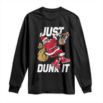 Funny Black Santa Christmas Basketball Long Sleeve Shirt Just Dunk It Xmas Sport - African Pride