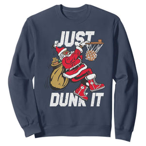 Funny Black Santa Christmas Basketball Sweatshirt Just Dunk It Xmas Sport - African Pride