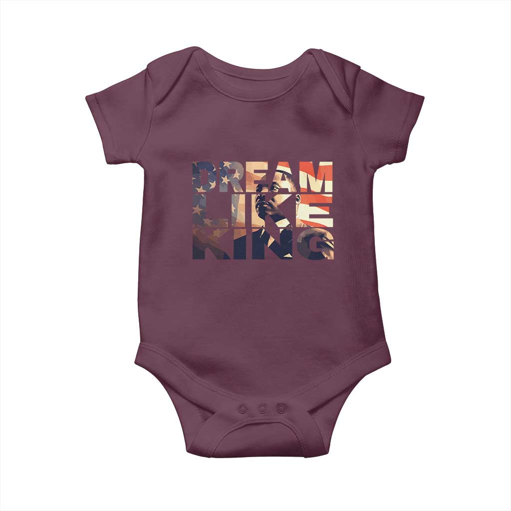 Dream Like King Martin Luther King Jr Baby Onesie MLK Day Vintage American Flag