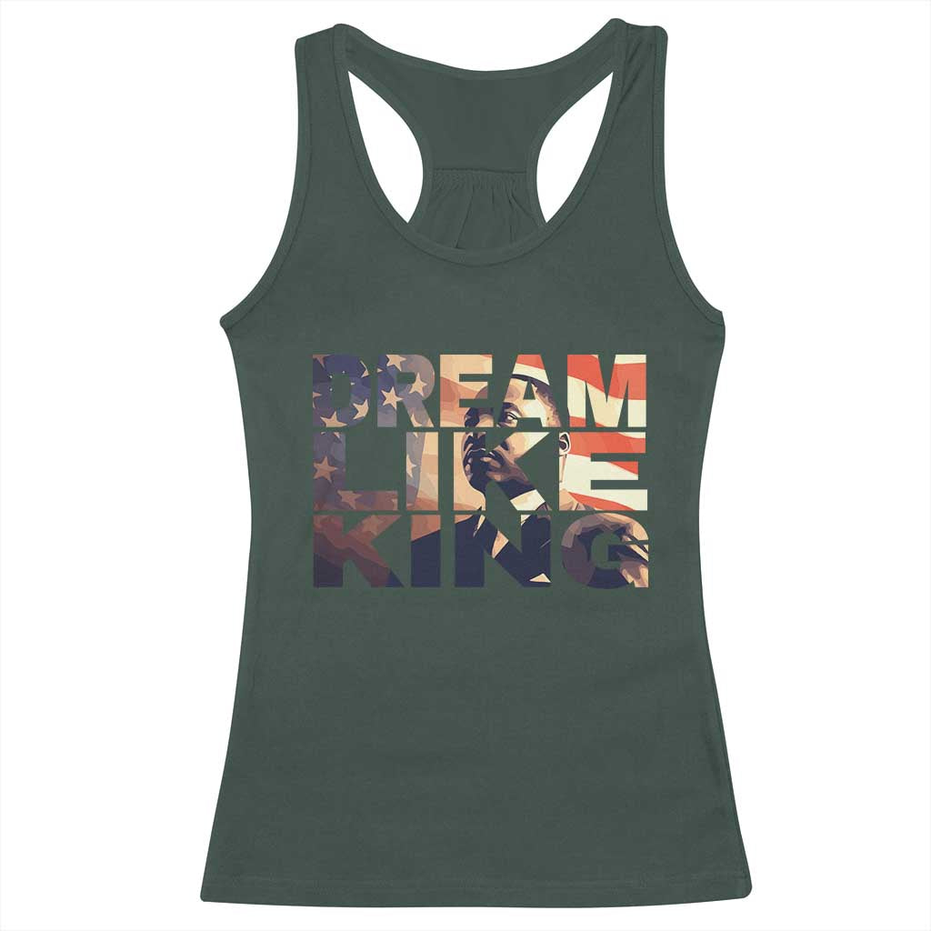 Dream Like King Martin Luther King Jr Racerback Tank Top MLK Day Vintage American Flag