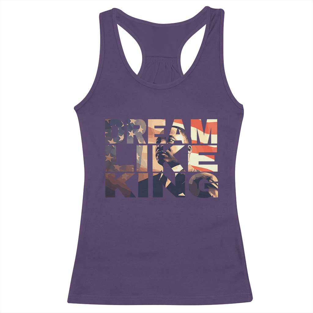 Dream Like King Martin Luther King Jr Racerback Tank Top MLK Day Vintage American Flag
