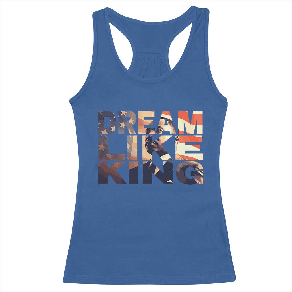 Dream Like King Martin Luther King Jr Racerback Tank Top MLK Day Vintage American Flag