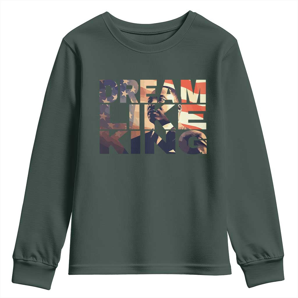Dream Like King Martin Luther King Jr Youth Sweatshirt MLK Day Vintage American Flag