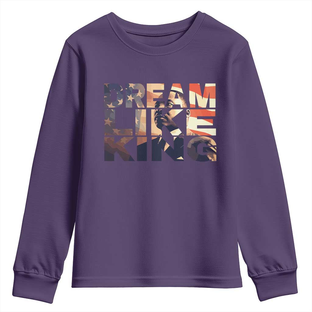 Dream Like King Martin Luther King Jr Youth Sweatshirt MLK Day Vintage American Flag