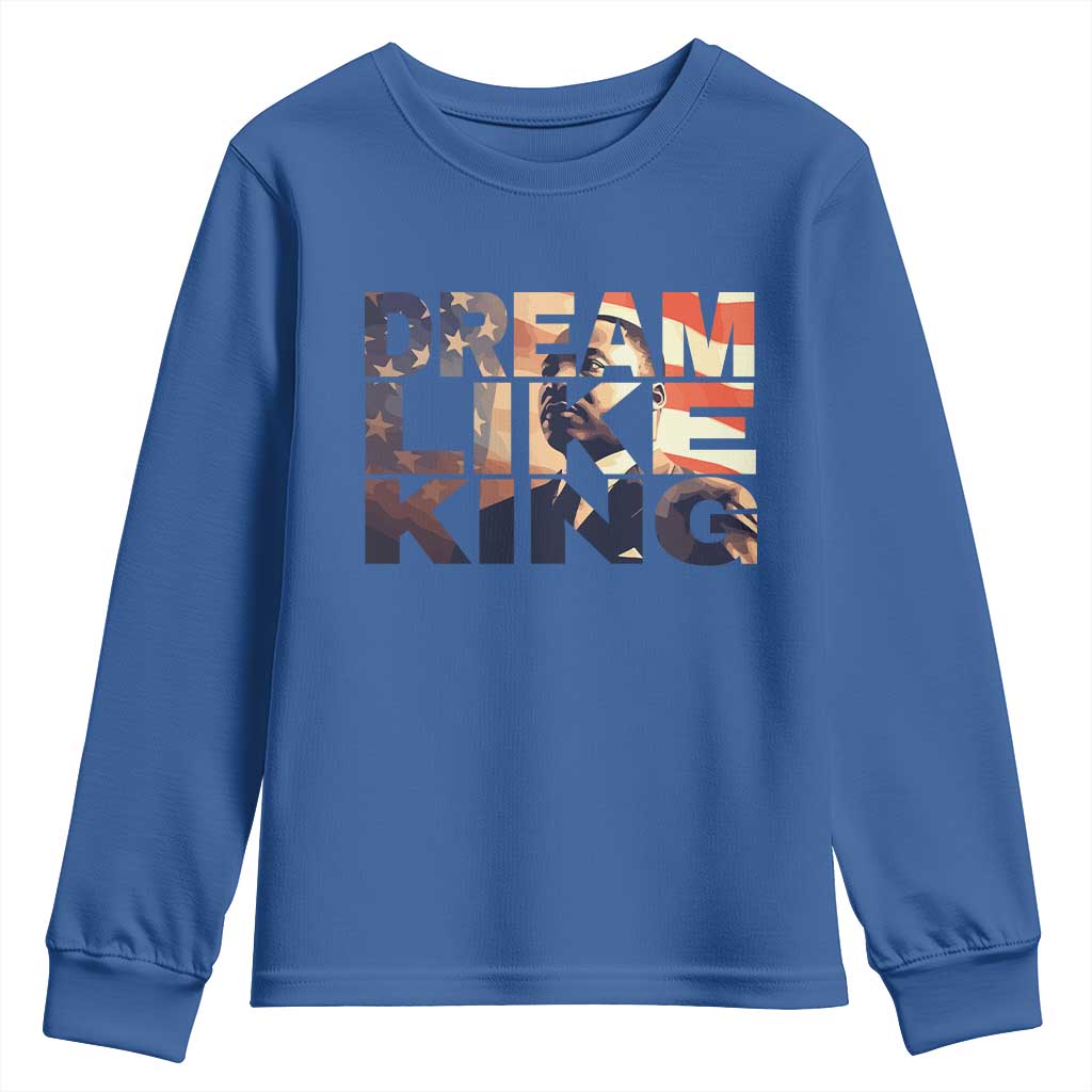 Dream Like King Martin Luther King Jr Youth Sweatshirt MLK Day Vintage American Flag