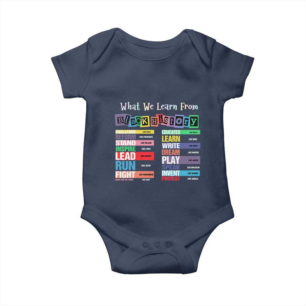 What We Learn From Black History Baby Onesie Black Leaders African American Pride