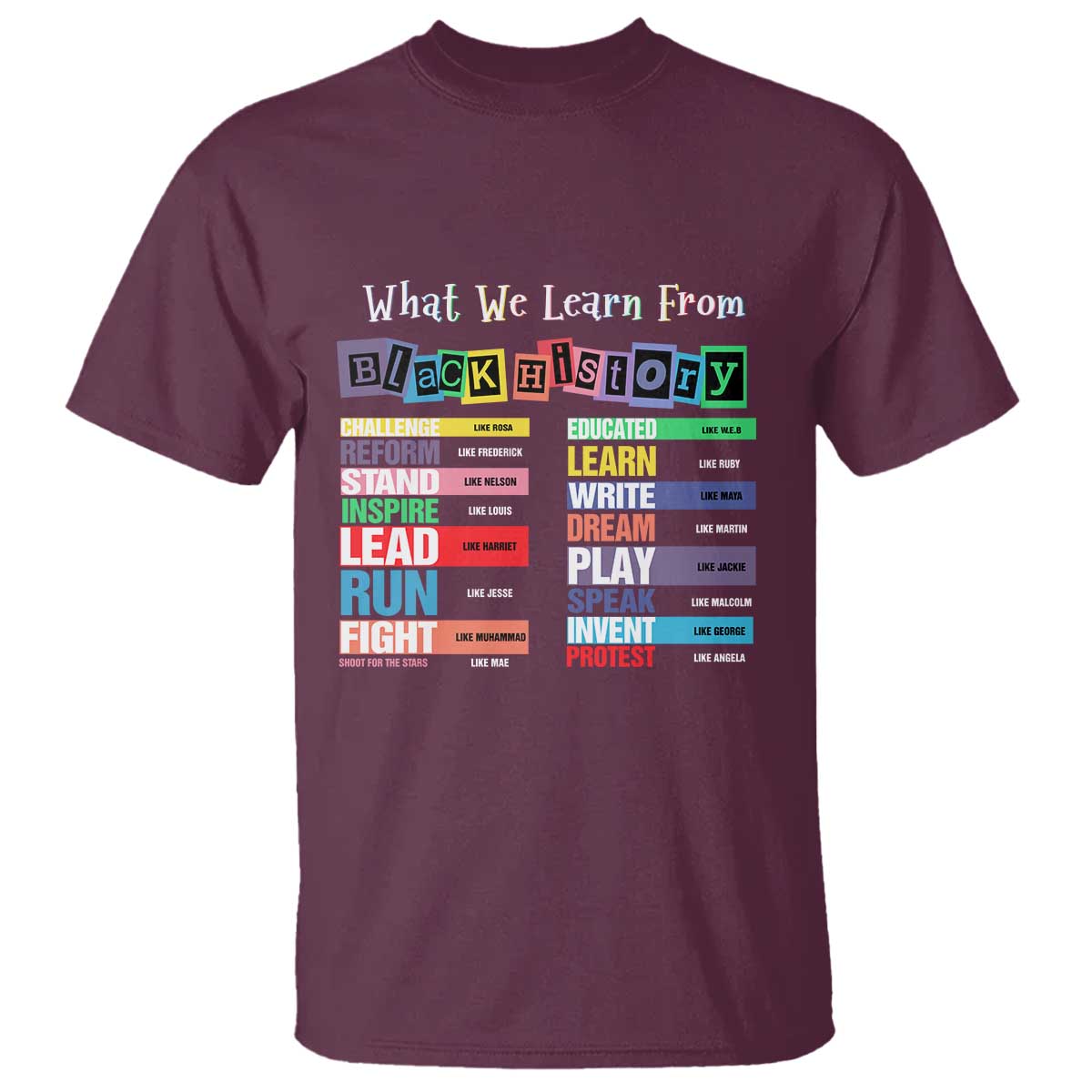 What We Learn From Black History T Shirt Black Leaders African American Pride