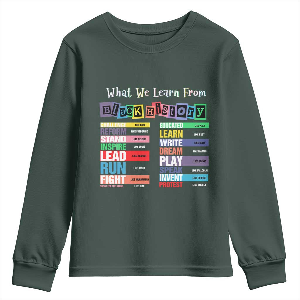 What We Learn From Black History Youth Sweatshirt Black Leaders African American Pride