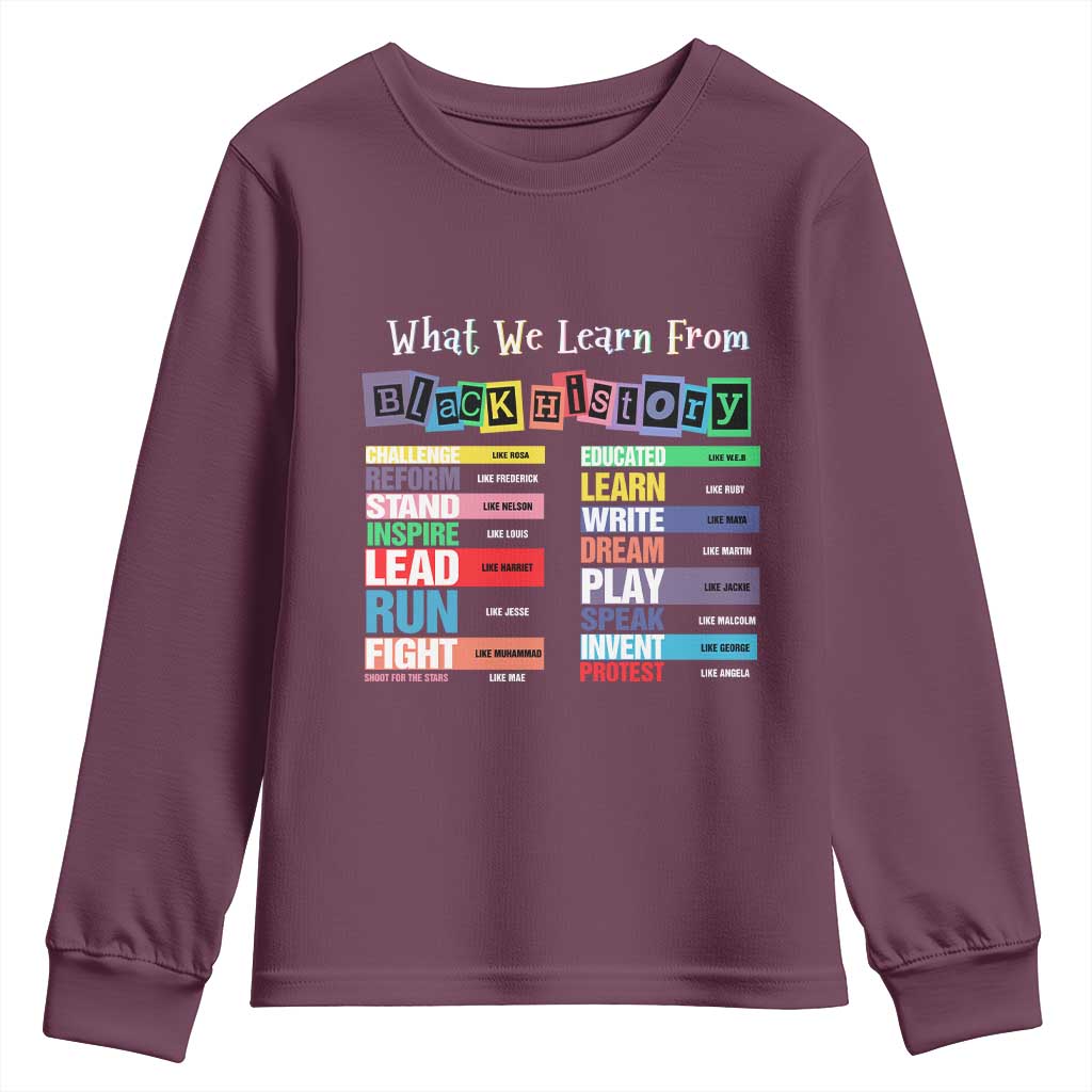 What We Learn From Black History Youth Sweatshirt Black Leaders African American Pride