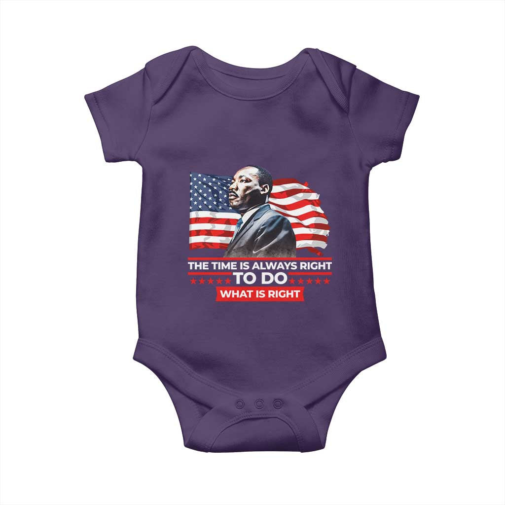 MLK Day The Time Is Always Right To Do What Is Right Baby Onesie Martin Luther King Jr American Flag Black History Month