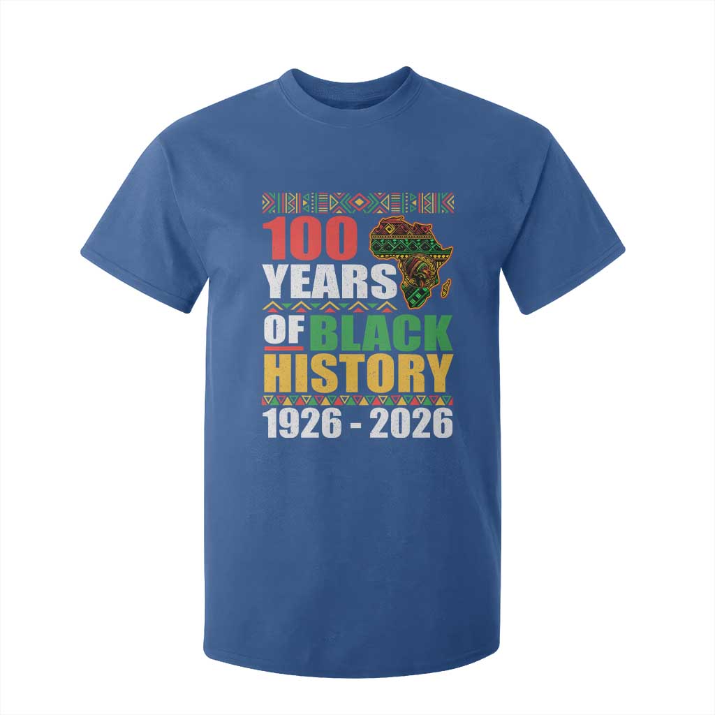 100 Years Of Black History 1926 2026 Centennial T Shirt For Kid Africa Map