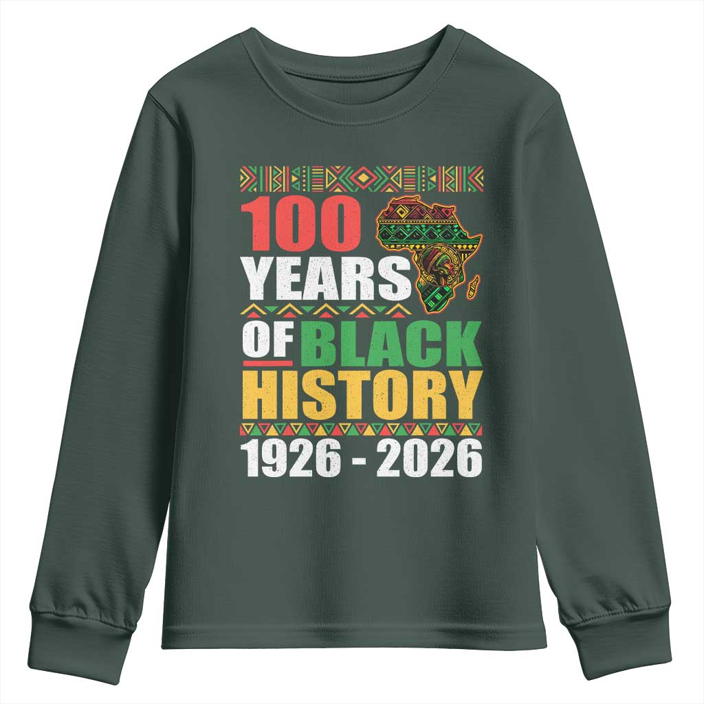 100 Years Of Black History 1926 2026 Centennial Youth Sweatshirt Africa Map