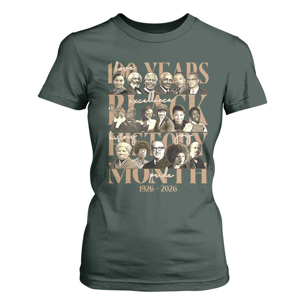100 Years Of Black History Month T Shirt For Women African American Historical Figures