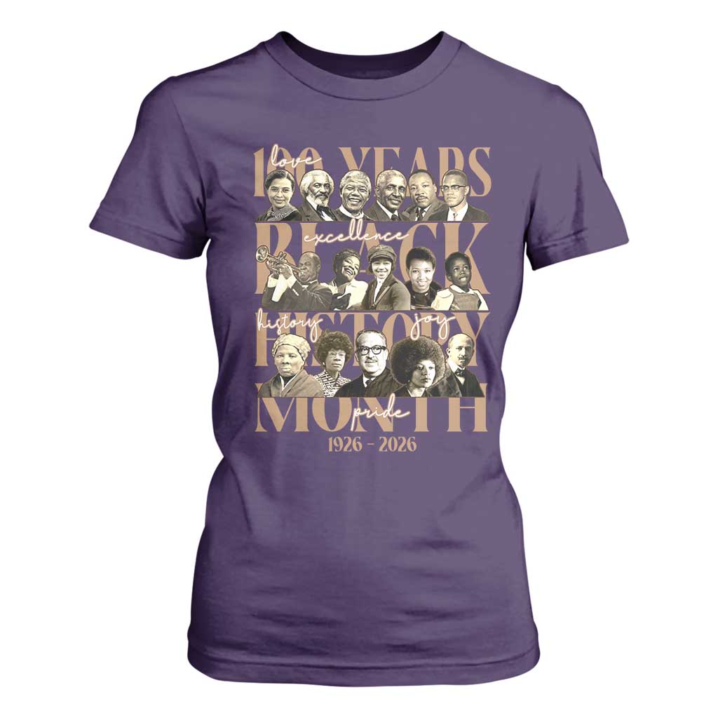100 Years Of Black History Month T Shirt For Women African American Historical Figures