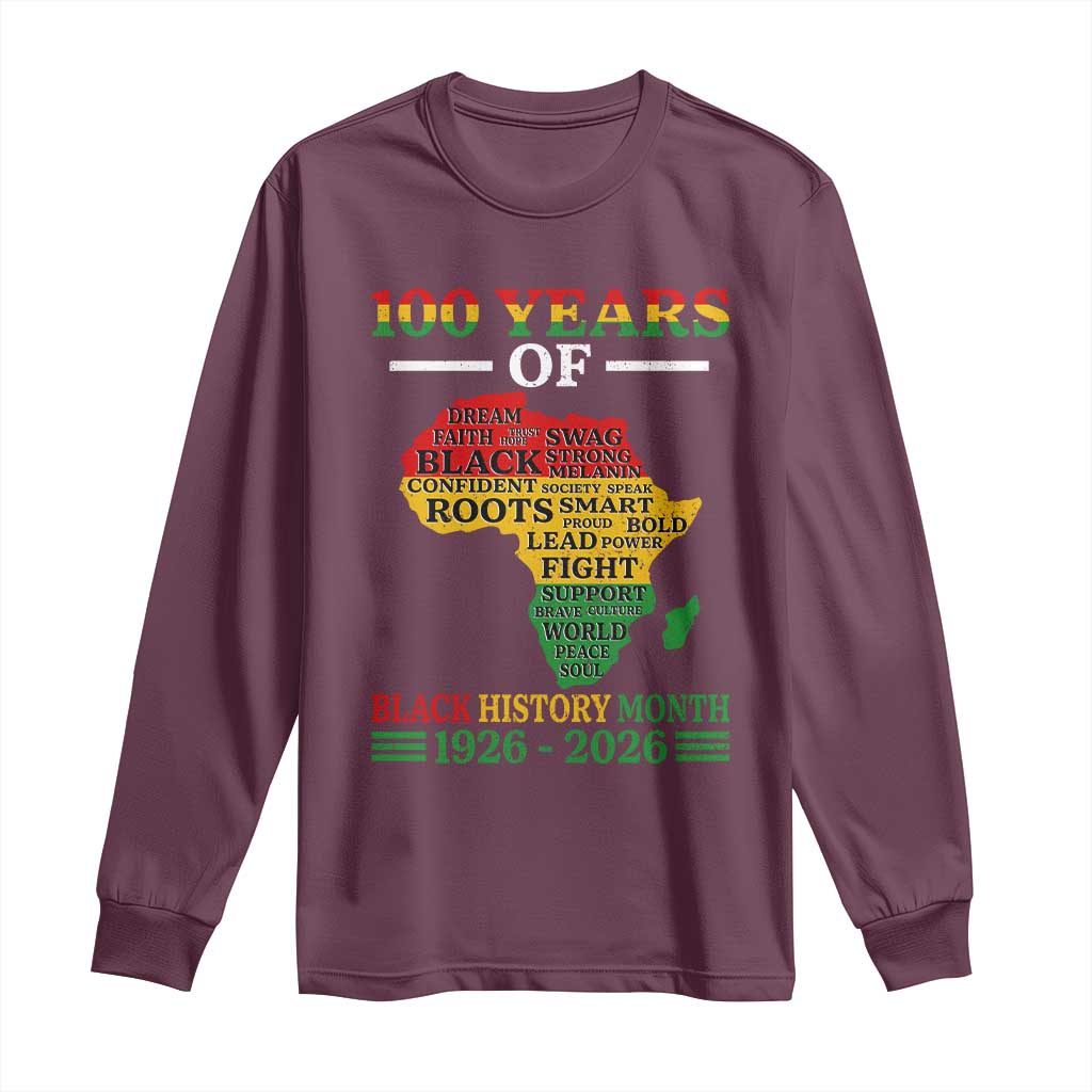 100 Years Of Black History Month Long Sleeve Shirt Centennial Of Black Culture