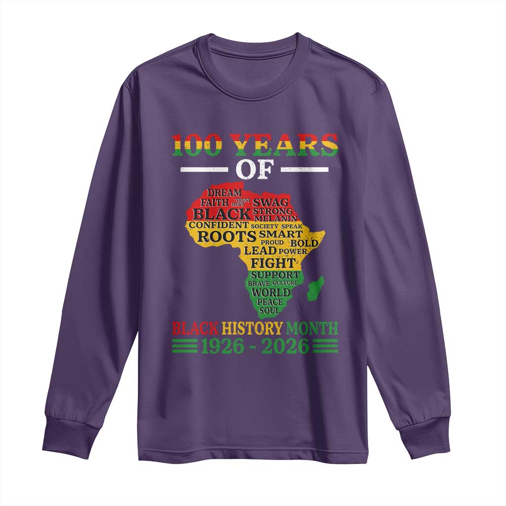 100 Years Of Black History Month Long Sleeve Shirt Centennial Of Black Culture