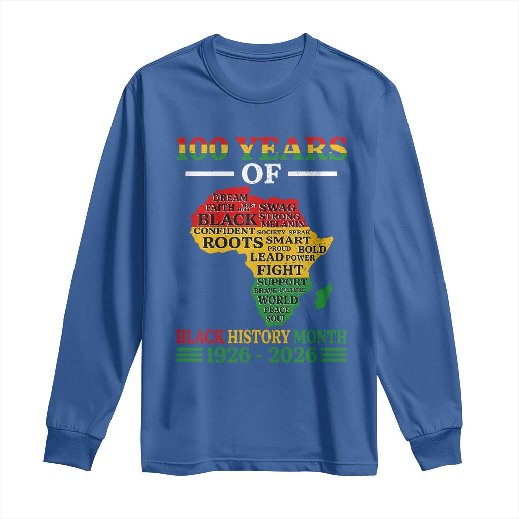 100 Years Of Black History Month Long Sleeve Shirt Centennial Of Black Culture