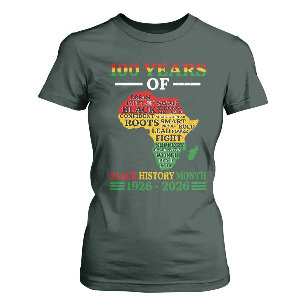 100 Years Of Black History Month T Shirt For Women Centennial Of Black Culture