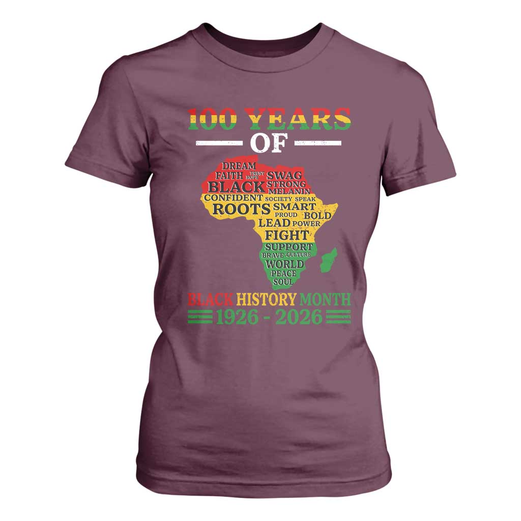 100 Years Of Black History Month T Shirt For Women Centennial Of Black Culture