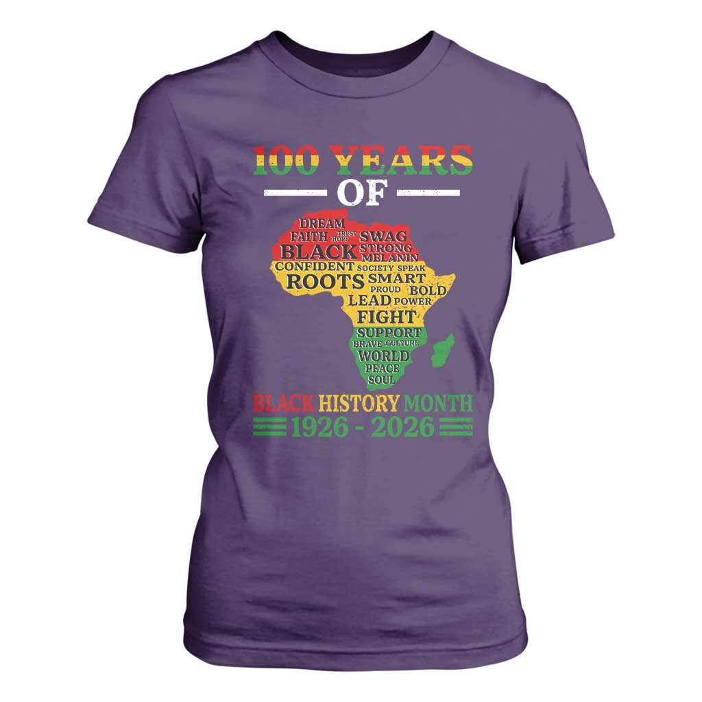 100 Years Of Black History Month T Shirt For Women Centennial Of Black Culture