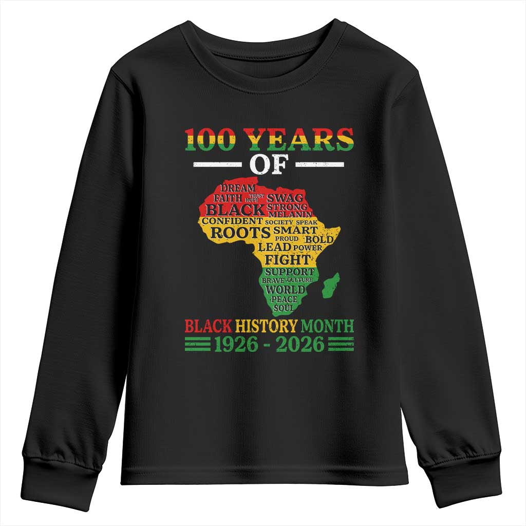 100 Years Of Black History Month Youth Sweatshirt Centennial Of Black Culture