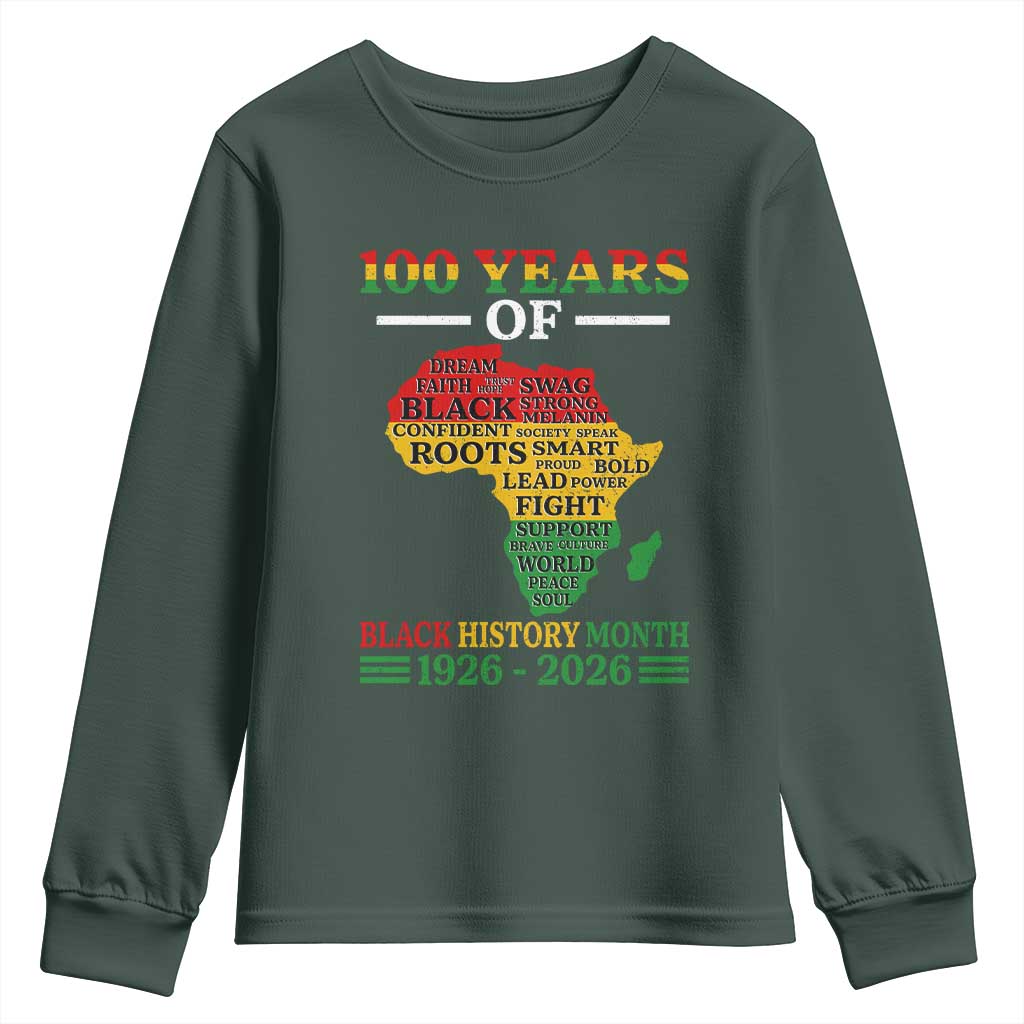 100 Years Of Black History Month Youth Sweatshirt Centennial Of Black Culture