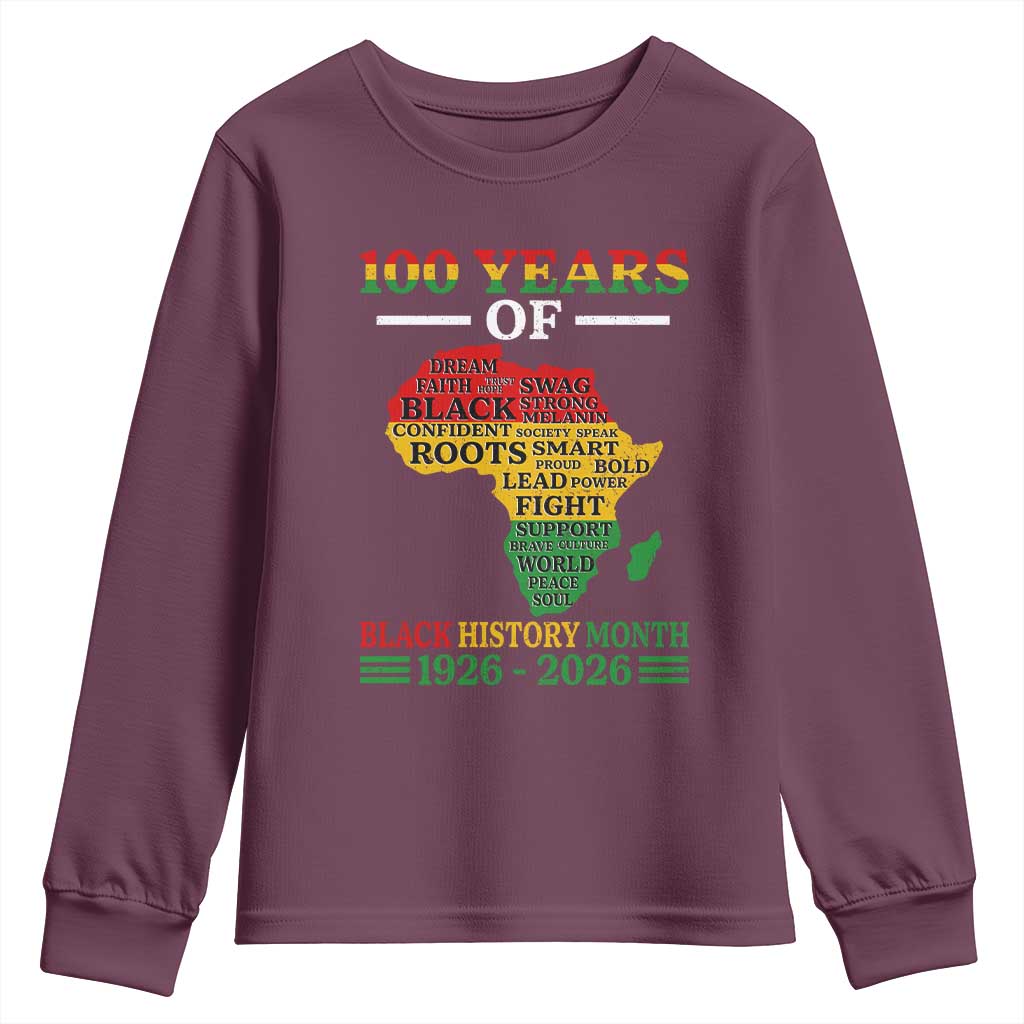 100 Years Of Black History Month Youth Sweatshirt Centennial Of Black Culture