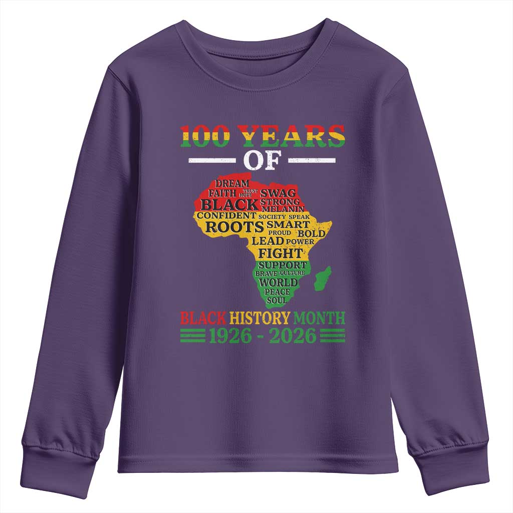100 Years Of Black History Month Youth Sweatshirt Centennial Of Black Culture
