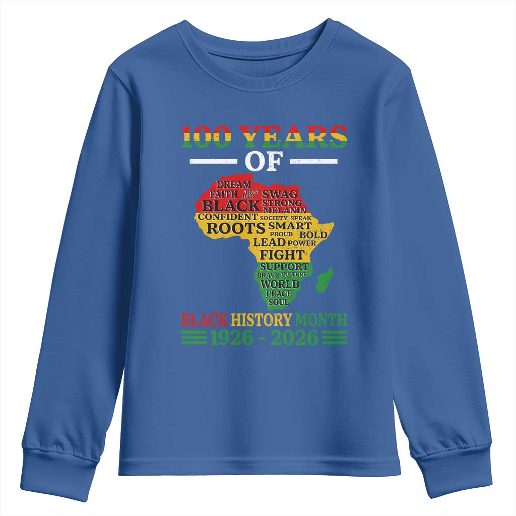 100 Years Of Black History Month Youth Sweatshirt Centennial Of Black Culture