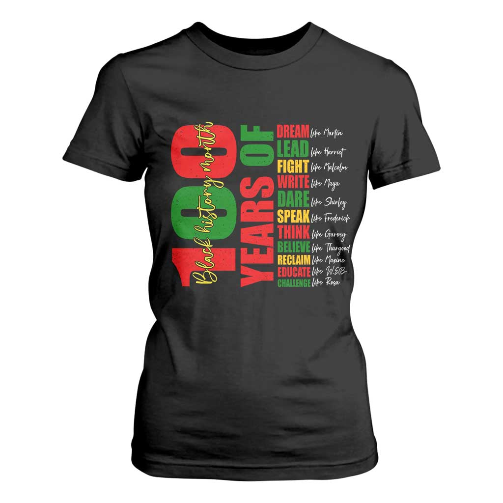 100 Years Of Black History T Shirt For Women African American Historical Figures African American Teacher