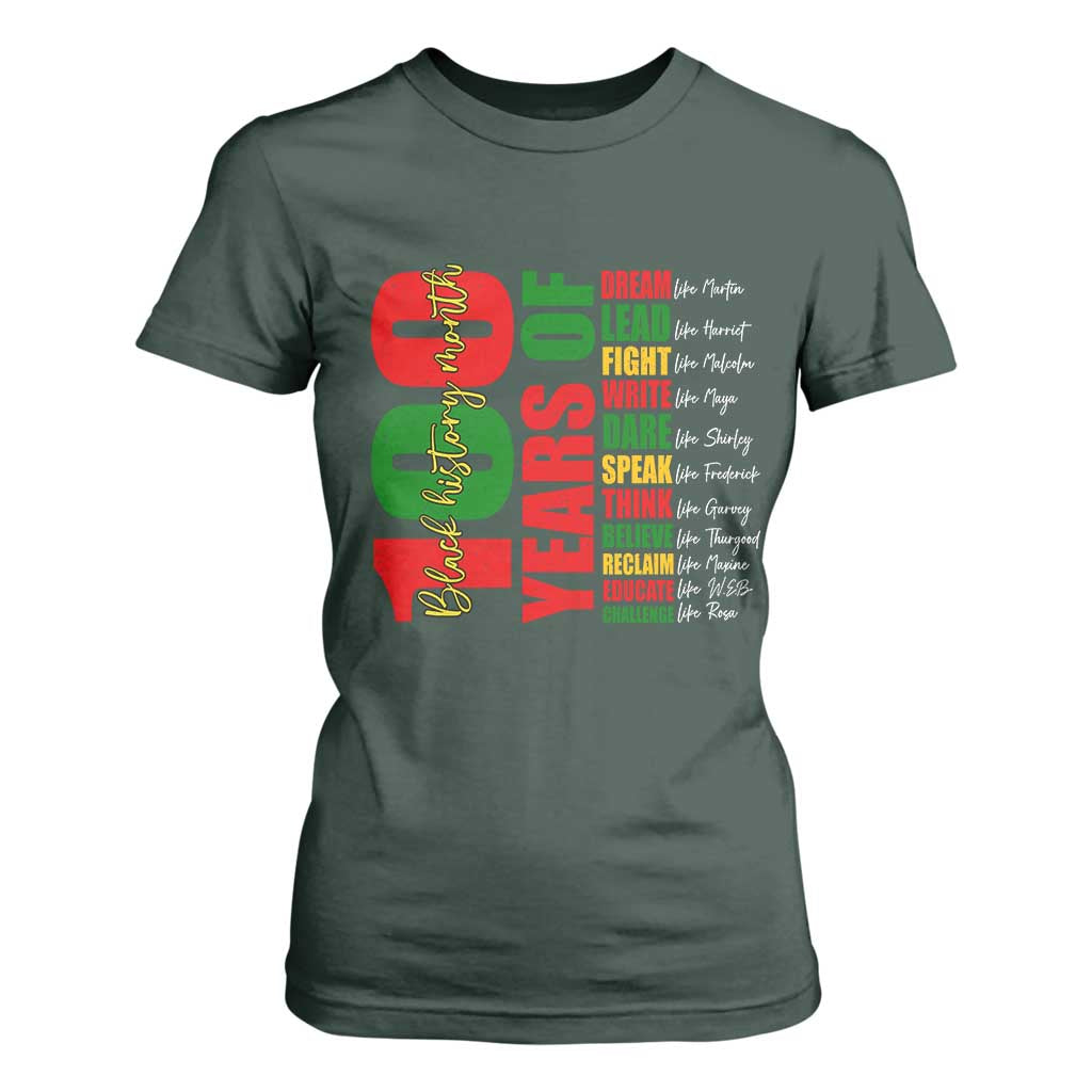 100 Years Of Black History T Shirt For Women African American Historical Figures African American Teacher