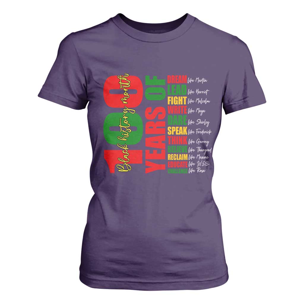 100 Years Of Black History T Shirt For Women African American Historical Figures African American Teacher