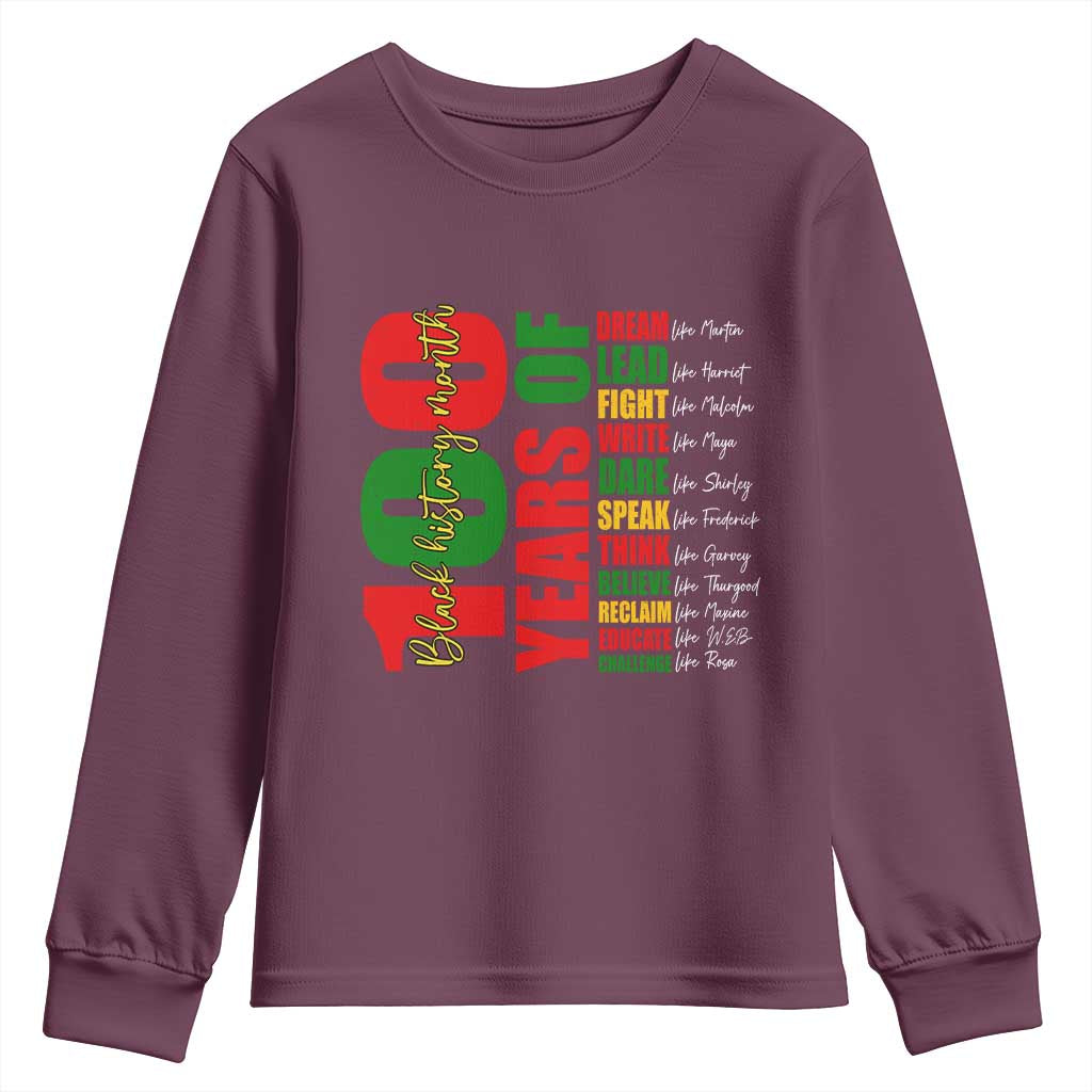 100 Years Of Black History Youth Sweatshirt African American Historical Figures African American Teacher