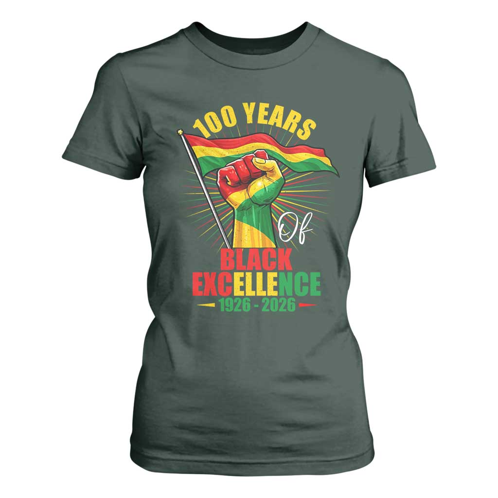 100 Years Of Black Excellence T Shirt For Women Centennial Black History Month