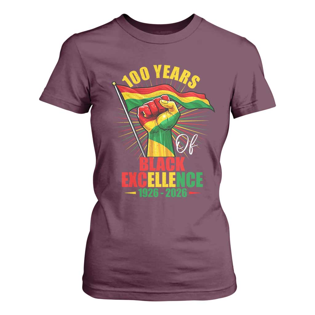 100 Years Of Black Excellence T Shirt For Women Centennial Black History Month