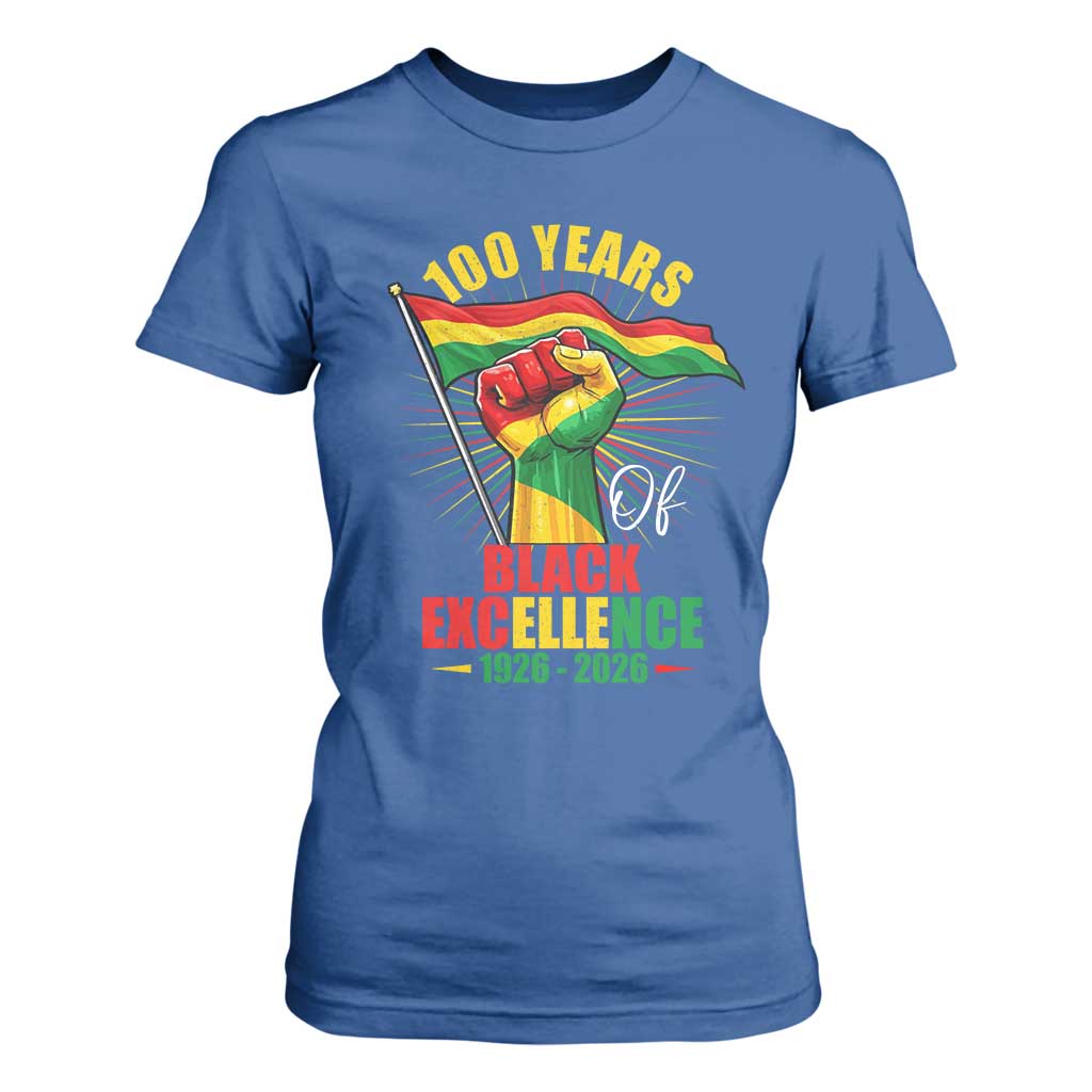 100 Years Of Black Excellence T Shirt For Women Centennial Black History Month