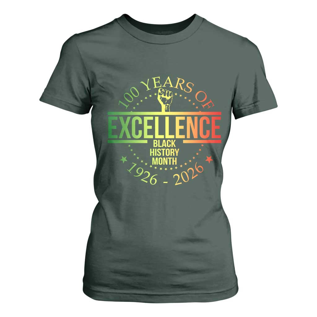 100 Years Of Excellence Black History Month 1926 2026 T Shirt For Women
