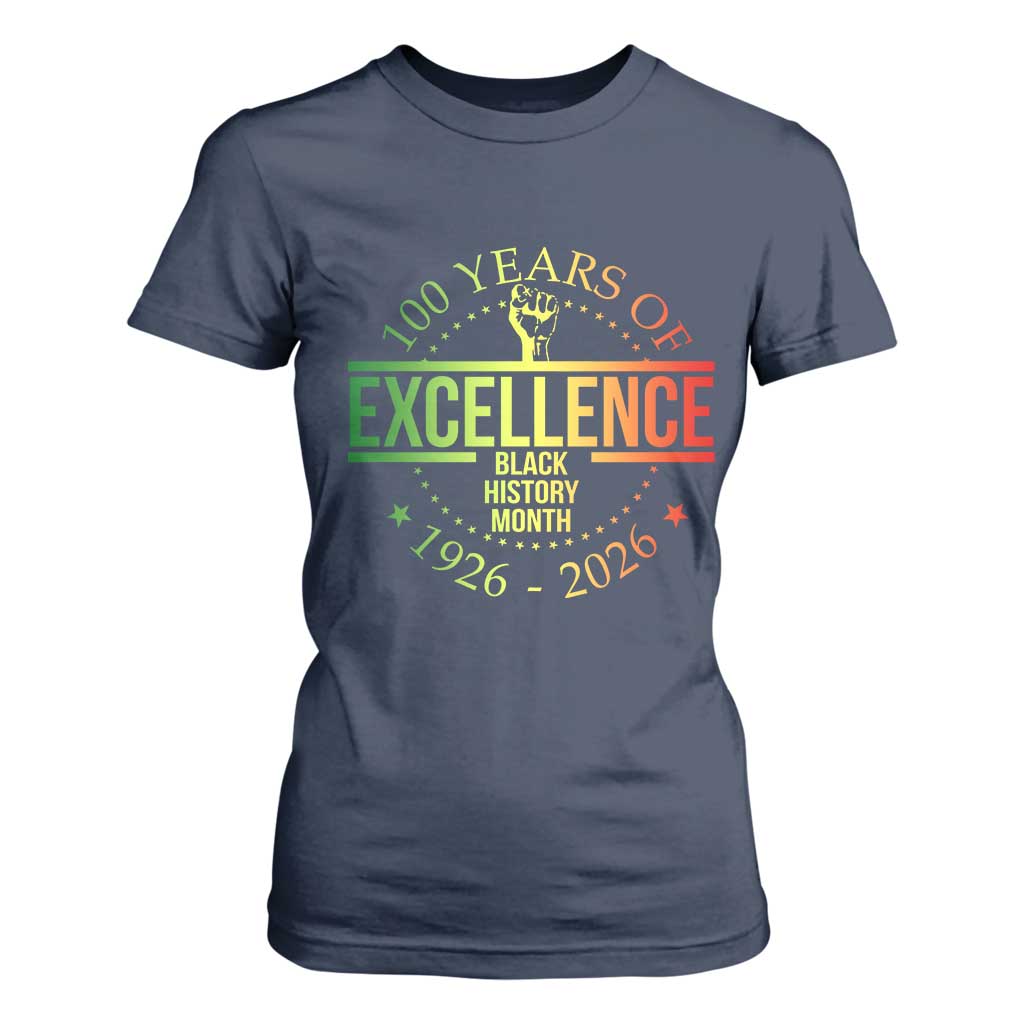 100 Years Of Excellence Black History Month 1926 2026 T Shirt For Women